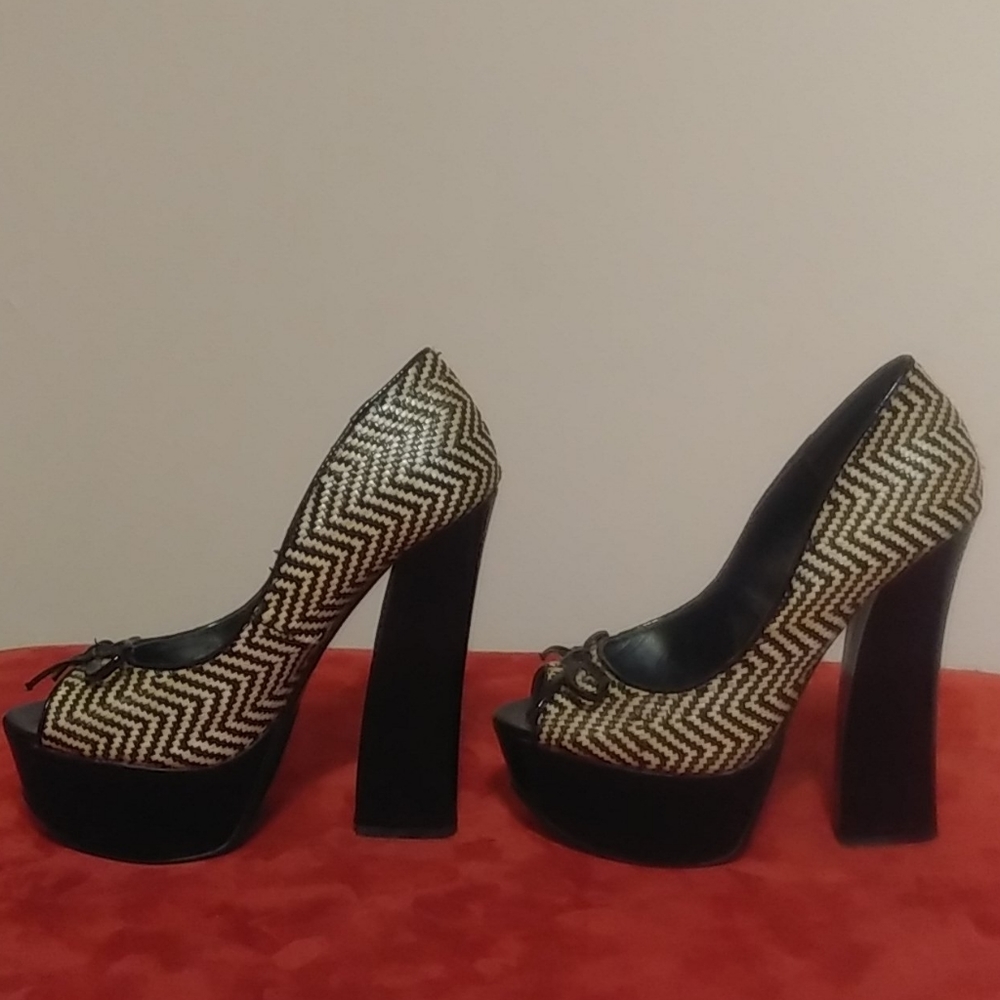Black and white heels